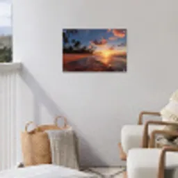 Palmbomen bij Zonsondergang tuinposter los doek klein -sfeer8