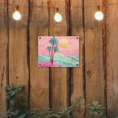 Palmbomen - Golven - Zee tuinposter los doek klein -sfeer1