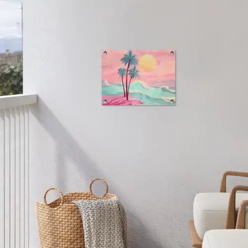 Palmbomen - Golven - Zee tuinposter los doek klein -sfeer8