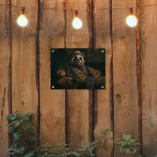 Panda - Hoed - Bril - Pak tuinposter los doek klein -sfeer1