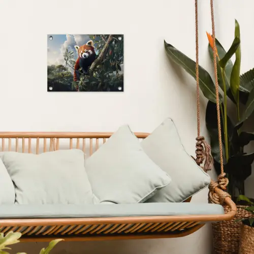 Panda - Rood - Boom - Wolken tuinposter los doek klein -sfeer7
