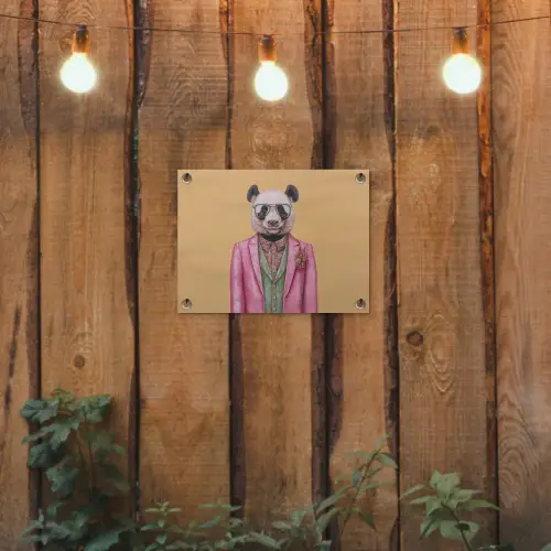 Panda - Pak - Zonnebril - Blauw tuinposter los doek klein -sfeer1