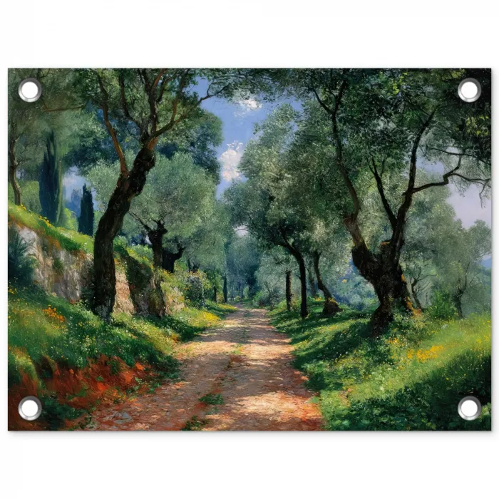 Pad - Bomen - Schaduw - tuinposter los doek klein -3d