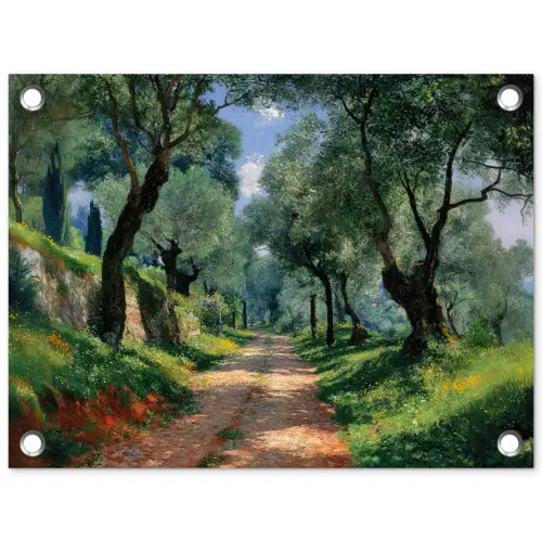 Pad - Bomen - Schaduw - tuinposter los doek klein -3d