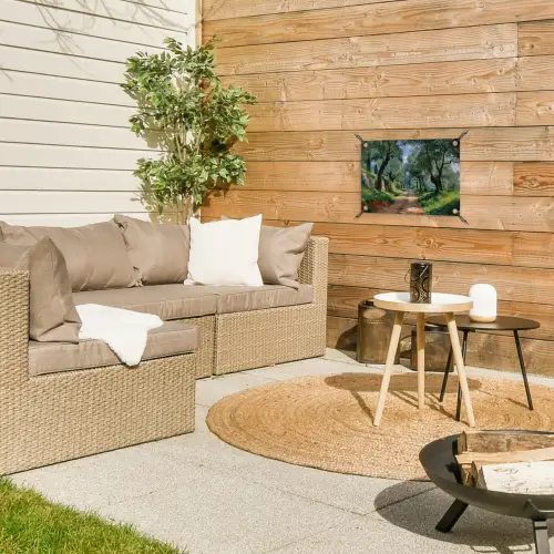 Pad - Bomen - Schaduw - tuinposter los doek klein -sfeer4