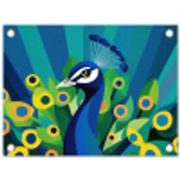 Pauw - Cirkels - Blauw tuinposter los doek klein -3d