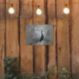 Pauw - Veren - Verf - Blauw tuinposter los doek klein -sfeer1