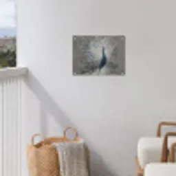 Pauw - Veren - Verf - Blauw tuinposter los doek klein -sfeer8