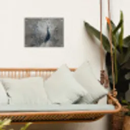 Pauw - Veren - Verf - Blauw tuinposter los doek klein -sfeer7