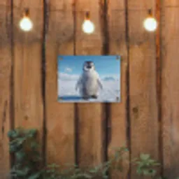 Pinguïn - Sneeuw - Landschap - Wit tuinposter los doek klein -sfeer1