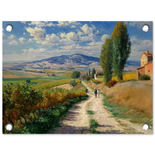 Mensen - Wandelen - Zandpad - Velden tuinposter los doek klein -3d