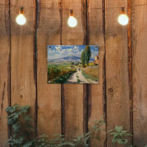 Mensen - Wandelen - Zandpad - Velden tuinposter los doek klein -sfeer1