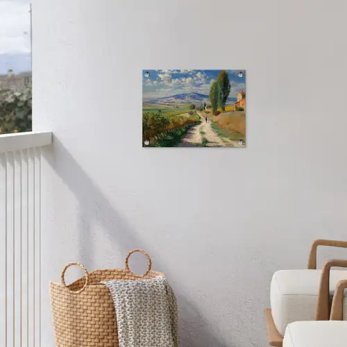 Mensen - Wandelen - Zandpad - Velden tuinposter los doek klein -sfeer8