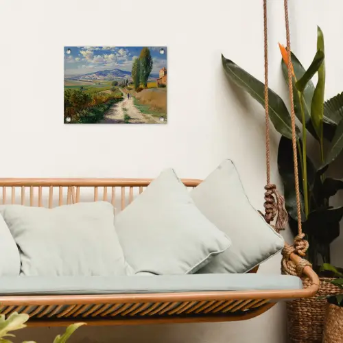Mensen - Wandelen - Zandpad - Velden tuinposter los doek klein -sfeer7