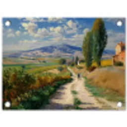 Mensen - Wandelen - Zandpad - Velden tuinposter los doek klein -3d