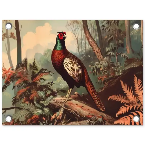 Fazant - Bos - Groen - Landschap tuinposter los doek klein -3d