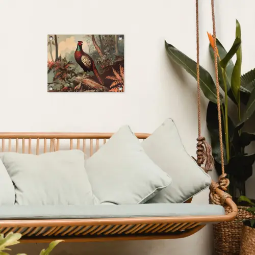 Fazant - Bos - Groen - Landschap tuinposter los doek klein -sfeer7