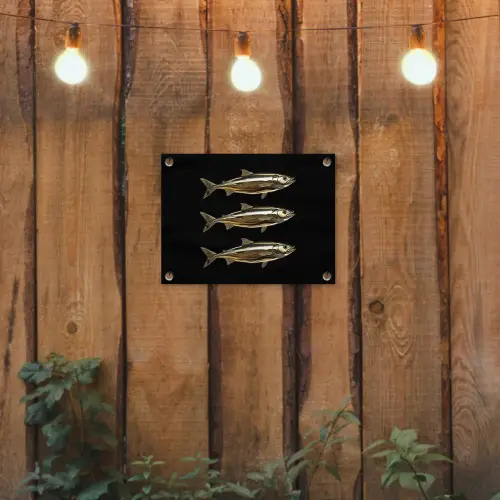 Vissen - Goud - Zwart tuinposter los doek klein -sfeer1