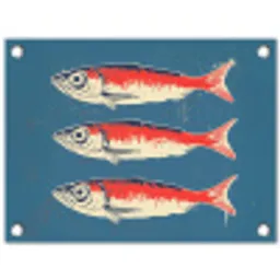 Vissen - Rood - Blauw tuinposter los doek klein -3d