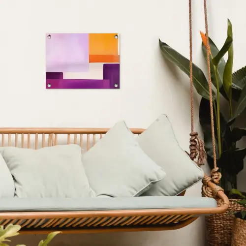Vlakken - Abstract - Rechthoekig - Oranje tuinposter los doek klein -sfeer7