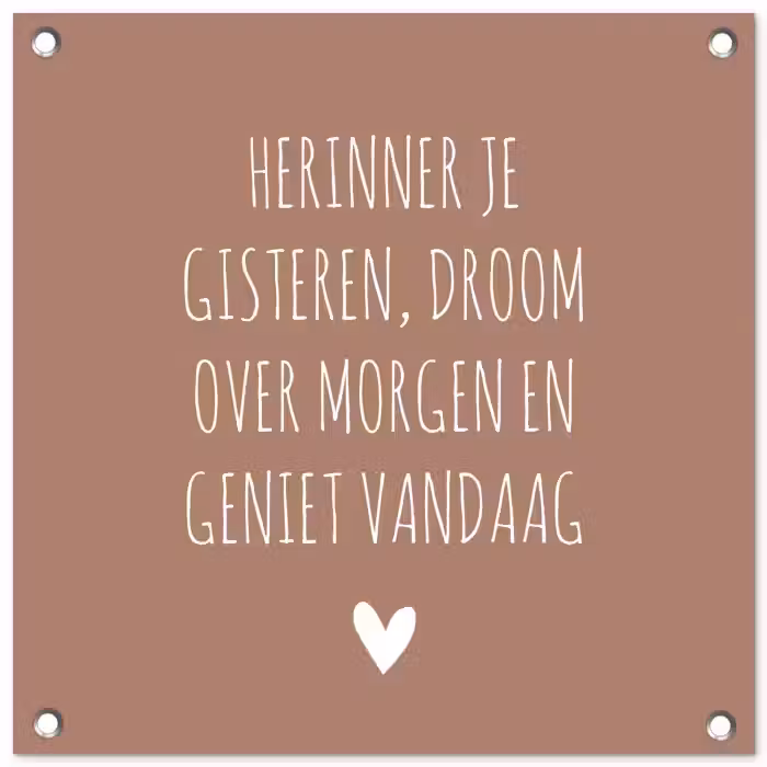 Spreuken - Herinner je gisteren droom over morgen en geniet vandaag - Quotes tuinposter los doek klein -3d