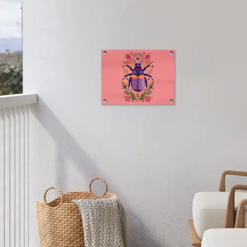 Paars - Kever - Stipjes - Bloemen tuinposter los doek klein -sfeer8