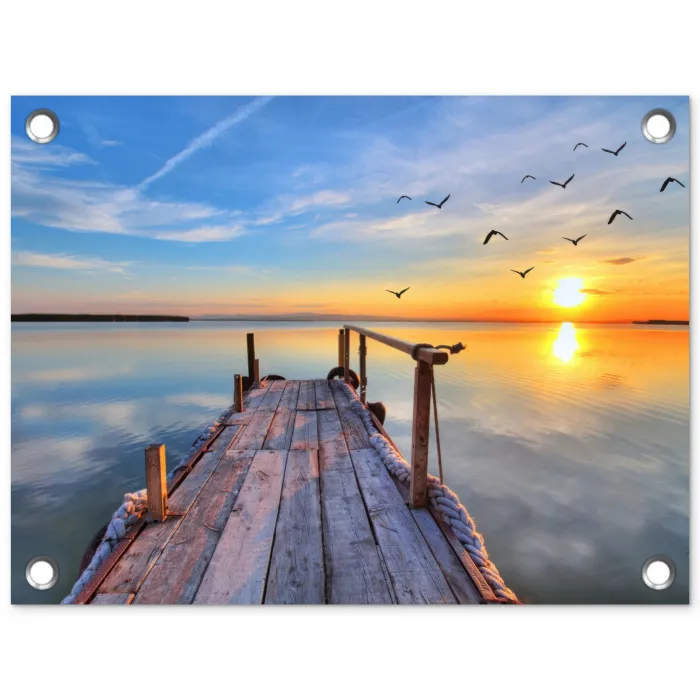 Rustige Zonsondergang tuinposter los doek klein -3d