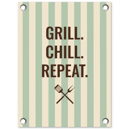 Quote - Strepen - Grill tuinposter los doek klein -3d