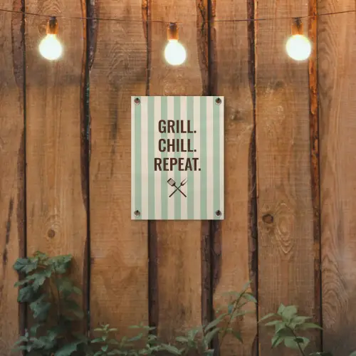 Quote - Strepen - Grill tuinposter los doek klein -sfeer1