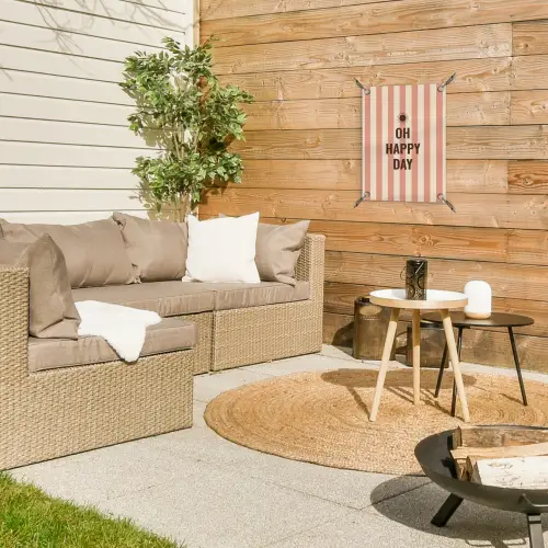 Quote - Zomer - Strepen tuinposter los doek klein -sfeer4