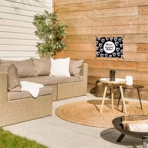 Quotes - Hé zon, ga je mee stralen? - Tekst - Zon - Zomer tuinposter los doek klein -sfeer4