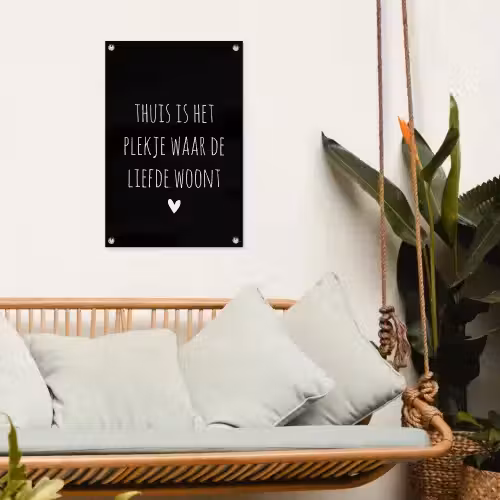 Quotes - Thuis is het plekje waar de liefde woont - Spreuken tuinposter los doek klein -sfeer7