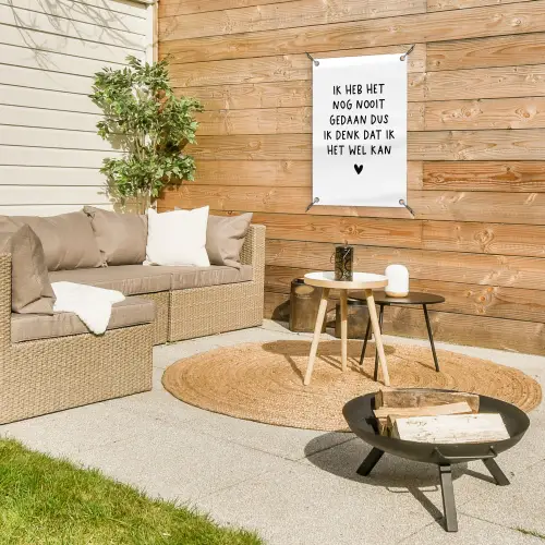 Quotes - Ik heb het nog nooit gedaan dus - Spreuken tuinposter los doek klein -sfeer4