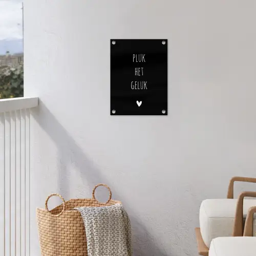 Quotes - Spreuken - Pluk het geluk tuinposter los doek klein -sfeer8
