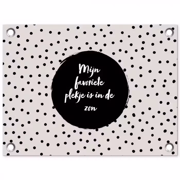 Quotes - Tekst - Tuin - Mijn favoriete plekje is in de zon - Zon tuinposter los doek klein -3d