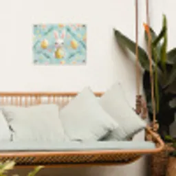 Konijn - Eieren - Takjes tuinposter los doek klein -sfeer7
