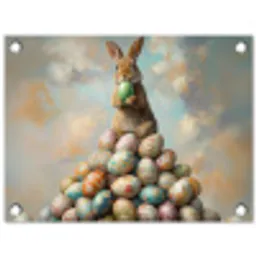 Konijn - Eieren - Kleurrijk tuinposter los doek klein -3d