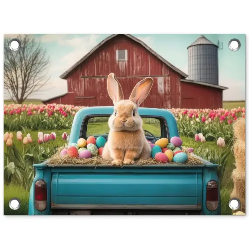 Konijn - Boerderij - Eieren tuinposter los doek klein -3d