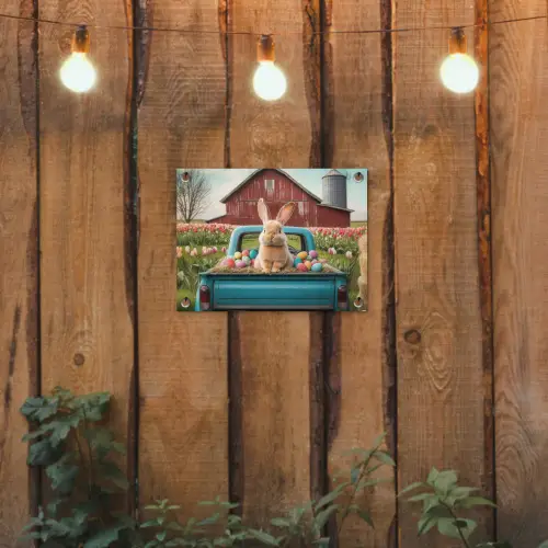 Konijn - Boerderij - Eieren tuinposter los doek klein -sfeer1