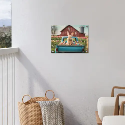 Konijn - Boerderij - Eieren tuinposter los doek klein -sfeer8