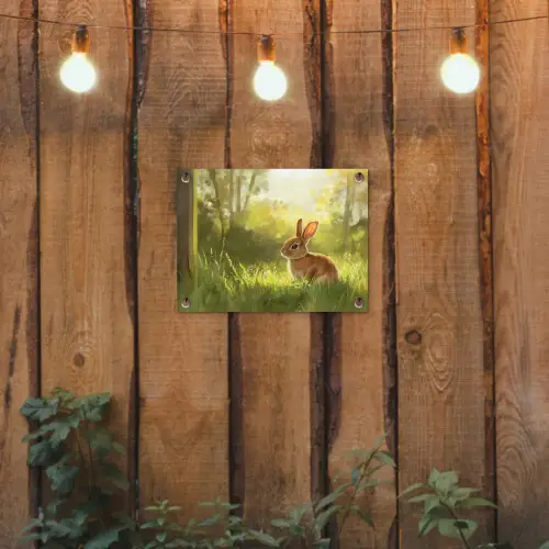 Konijn - Zonlicht - Bos tuinposter los doek klein -sfeer1