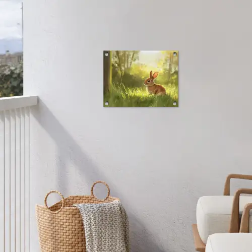 Konijn - Zonlicht - Bos tuinposter los doek klein -sfeer8