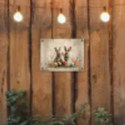 Konijnen - Bloemen - Eieren tuinposter los doek klein -sfeer1