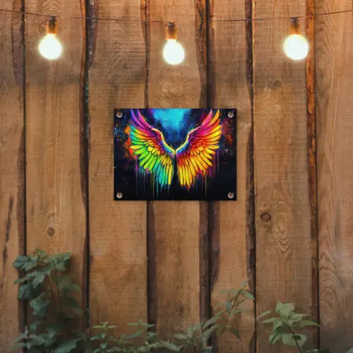 Regenboogkleuren - Vleugels - Magisch tuinposter los doek klein -sfeer1