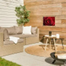 Rood - Roos - Romantisch tuinposter los doek klein -sfeer4