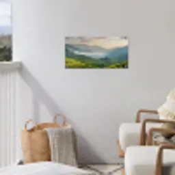 Rijstvelden - Bergen - Groen - Natuur tuinposter los doek klein -sfeer8