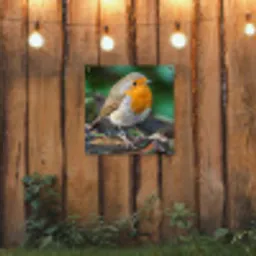 Roodborstje op een Boomstam tuinposter los doek klein -sfeer1