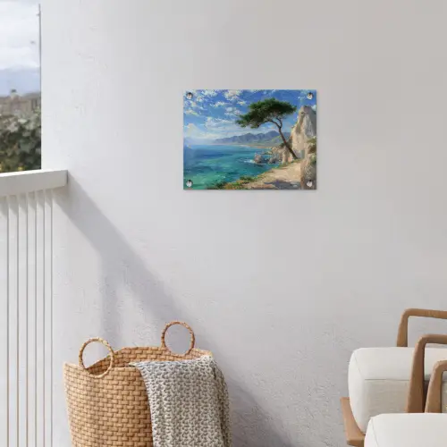 Rotsen - Kustlijn - Boom - Bergen tuinposter los doek klein -sfeer8