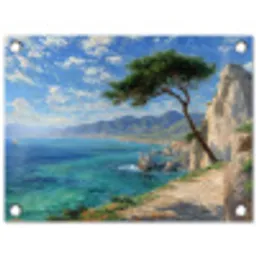 Rotsen - Kustlijn - Boom - Bergen tuinposter los doek klein -3d