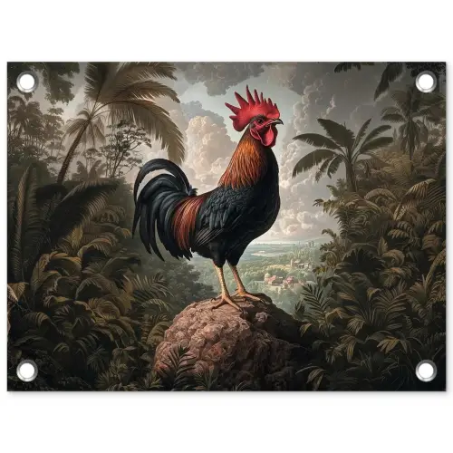 Haan - Rots - Landschap - Wolken tuinposter los doek klein -3d
